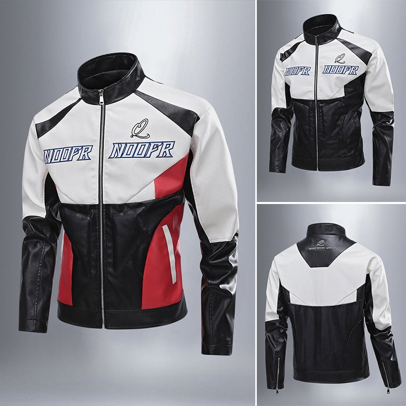 Motorcycle Leather Jacket Men'S Riding Suit Windproof Embroidered Duffian Handsome Leather Handsome Fashion - Image 2